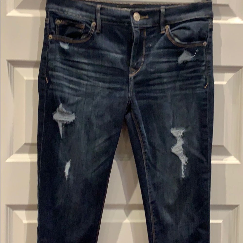 Distressed Jean Cropped legging mid rise